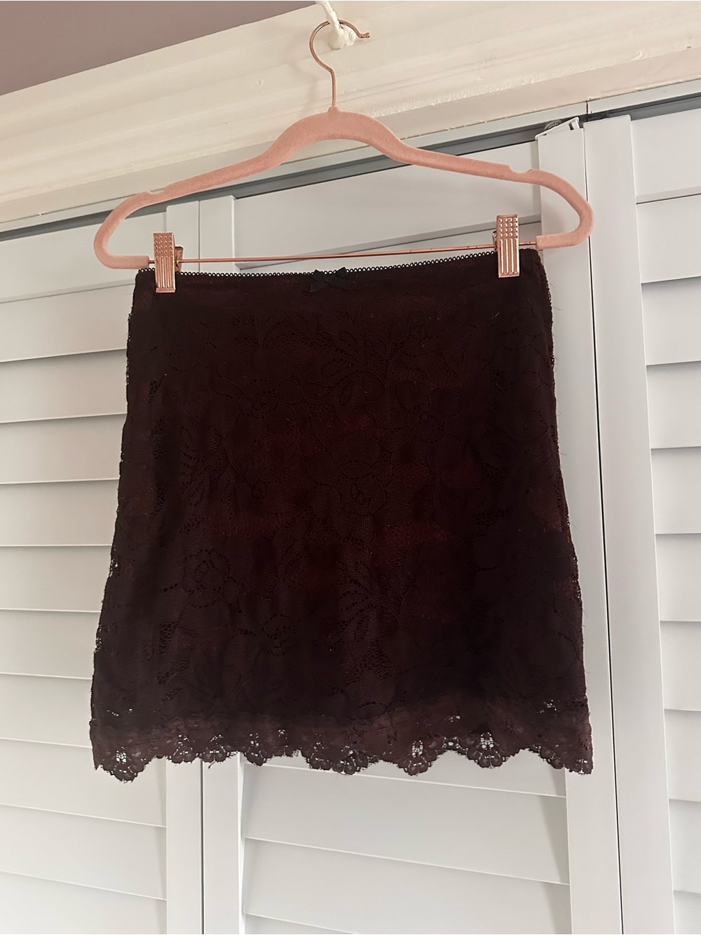 Urban Outfitters Lace Mini Skirt in Chocolate Brown
